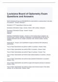 Louisiana Board of Optometry Exam Questions and Answers 2024