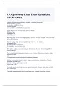 CA Optometry Laws Exam Questions and Answers- Graded A