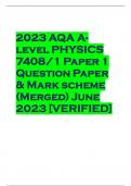 2023 AQA Alevel PHYSICS 7408/1 Paper 1 Question Paper & Mark scheme (Merged) June 2023 [VERIFIED]