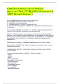 Certified Administrative Medical Assistant Test (2024) || With Questions & 100% Correct Answers