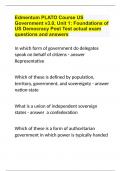 Edmentum PLATO Course US Government v3.0, Unit 1: Foundations of US Democracy Post Test actual exam questions and answers