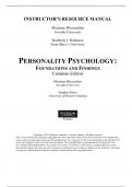 INSTRUCTOR’S RESOURCE MANUAL Pearson Personality Psychology Foundations and Findings, Canadian Edition, 1st edition 