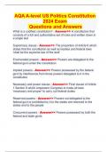 AQA A-level US Politics Constitution 2024 Exam  Questions and Answers