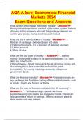 AQA A-level Economics: Financial Markets 2024  Exam Questions and Answers