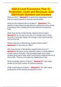 AQA A-Level Economics (Year 2) - Production, Costs and Revenues June 2024 Exam Question and Answers