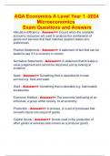 AQA Economics A Level Year 1 -2024 Microeconomics   Exam Questions and Answers