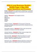 AQA A Level Business Studies - BUSS2 Paper 2 May 2024  Exam Questions and Answers