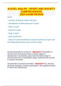 ALEVEL AQA PE - SPORT AND SOCIETY COMPREHENSIVE  2024 EXAM REVIEW