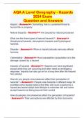 AQA A Level Geography - Hazards 2024 Exam  Question and Answers