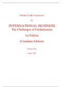 Instructor Manual With Test Bank for International Business The Challenges of Globalization 1st Edition (canadian) By John Wild, Kenneth Wildc, Halia Valladares (All Chapters, 100% Original Verified, A+ Grade)