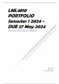 LML4810 PORTFOLIO Semester 1 2024 - DUE 27 May 2024