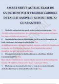 SMART SERVE ACTUAL EXAM 100 QUESTIONS WITH VERIFIED CORRECT DETAILED ANSWERS NEWEST 2024. A+ GUARANTEED