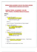 WORLD TESOL ACADEMY (120 HR. TEFL/TESOL COURSE) Module Quizzes: Questions and Answers.