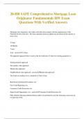 20-HR SAFE Comprehensive Mortgage Loan Originator Fundamentals HW Exam Questions With Verified Answers