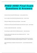 PHED 499D Final Exam Questions & Answers