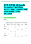 TEST BANK for Financial Accounting 11th Edition by Robert Libby, Patricia Libby, Frank Hodge, Verified Chapters 1 - 13, Complete Newest Version