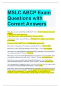 MSLC ABCP Exam Questions with Correct Answers