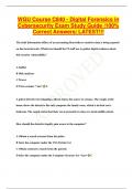 WGU Course C840 - Digital Forensics in  Cybersecurity Exam Study Guide |100%  Correct Answers| LATEST!!!