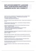 BAYLOR BIOCHEMISTRY LAHOUSSE FINAL EXAM REVIEW QUESTIONS & ANSWERS RATED 100% CORRECT!!