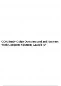 COA Study Guide Questions and and Answers With Complete Solutions Graded A+