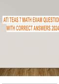  ATI TEAS 7 ACTUAL FULL EXAM QUESTIONS WITH CORRECT ANSWERS 2024 SUCCESS GUARANTEE AT FIRST ATTEMPT