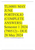 TLI4801 MAY JUNE PORTFOLIO (COMPLETE ANSWERS) Semester 1 2024 (790512) - DUE 28 May 2024