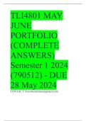 TLI4801 MAY JUNE PORTFOLIO (COMPLETE ANSWERS) Semester 1 2024 (790512) - DUE 28 May 2024