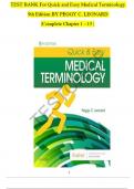 Test Bank For Quick & Easy Medical Terminology 9th Edition By Peggy C. Leonard