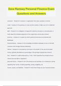 Dave Ramsey Personal Finance Exam Questions and Answers