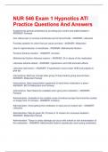 NUR 546 Exam 1 Hypnotics ATI Practice Questions And Answers