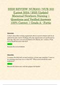 HESI REVIEW: NUR202 / NUR 202 (Latest 2024 / 2025 Update) Maternal-Newborn Nursing | Questions and Verified Answers 100% Correct | Grade A - Fortis