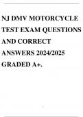 NJ DMV MOTORCYCLE TEST EXAM QUESTIONS AND CORRECT ANSWERS 2024/2025 GRADED A+.