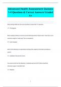 Advanced Health Assessment Quizzes  1-4 Questions & Correct Answers/ Graded  A+