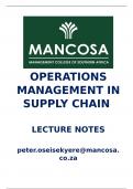 MANCOSA Operations in Supply chain management 