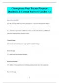 Champions Real Estate Finance Questions & Correct Answers/ Graded A+