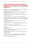 Local Anesthesia Prometric | With 115 Questions and answers | Latest 2024/25 | RATED A+