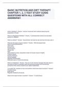 BASIC NUTRITION AND DIET THERAPY CHAPTER 1, 2, 3 TEST STUDY GUIDE (Food, Nutrition and Health) QUESTIONS WITH ALL CORRECT ANSWERS!!