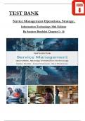 Bordoloi/Fitzsimmons, Service Management: Operations, Strategy, Information Technology 10th Edition 2024 TEST BANK, All Chapters 1 - 16, Complete Newest Version