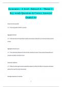 Economics - A level - Edexcel A - Theme 2 - Key words Questions & Correct Answers/  Graded A+