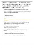TESTBANK; ESSENTIALS OF PSYCHIATRIC MENTAL HEALTH NURSING 3RD EDITION BY VARCAROLIS QUESTIONS AND ANSWERS COMPLETE GUIDE UPDATED 2024  