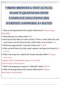 7 BREW BREWISTA TEST ACTUAL EXAM 75 QUESTIONS WITH COMPLETE SOLUTIONS 2024 (VERIFIED ANSWERS) A+ RATED.