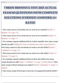 7 BREW BREWISTA TEST 2023 ACTUAL EXAM 60 QUESTIONS WITH COMPLETE SOLUTIONS (VERIFIED ANSWERS) A+ RATED.