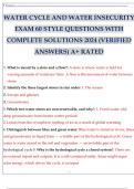 WATER CYCLE AND WATER INSECURITY EXAM 60 STYLE QUESTIONS WITH COMPLETE SOLUTIONS 2024 (VERIFIED ANSWERS) A+ RATED