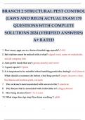 BRANCH 2 STRUCTURAL PEST CONTROL (LAWS AND REGS) ACTUAL EXAM 170 QUESTIONS WITH COMPLETE SOLUTIONS 2024 (VERIFIED ANSWERS) A+ RATED.