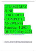 LPL4802 MAY JUNE PORTFOLIO (COMPLETE ANSWERS) Semester 1 2024 - DUE 30 May 2024