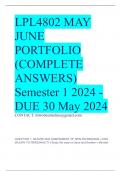 LPL4802 MAY JUNE PORTFOLIO (COMPLETE ANSWERS) Semester 1 2024 - DUE 30 May 2024