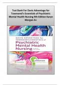 Test Bank For Davis Advantage for  Townsend’s Essentials of Psychiatric  Mental Health Nursing 9th Edition Karyn  Morgan A+