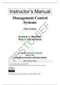 Solution manual for management control systems 3rd edition by K.A Merchant and  W.A Van der Stede