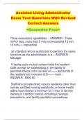 Assisted Living Administrator  Exam Test Questions With Revised  Correct Answers  <Guarantee Pass>