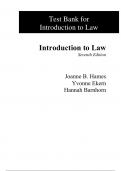 Test Bank For Introduction to Law, 7th Edition by Joanne B. Hames Yvonne Ekern Hannah Barnhorn For Chapter 1-18
